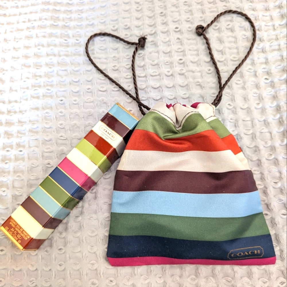 Coach Legacy Striped Drawstring Jewelry Pouch